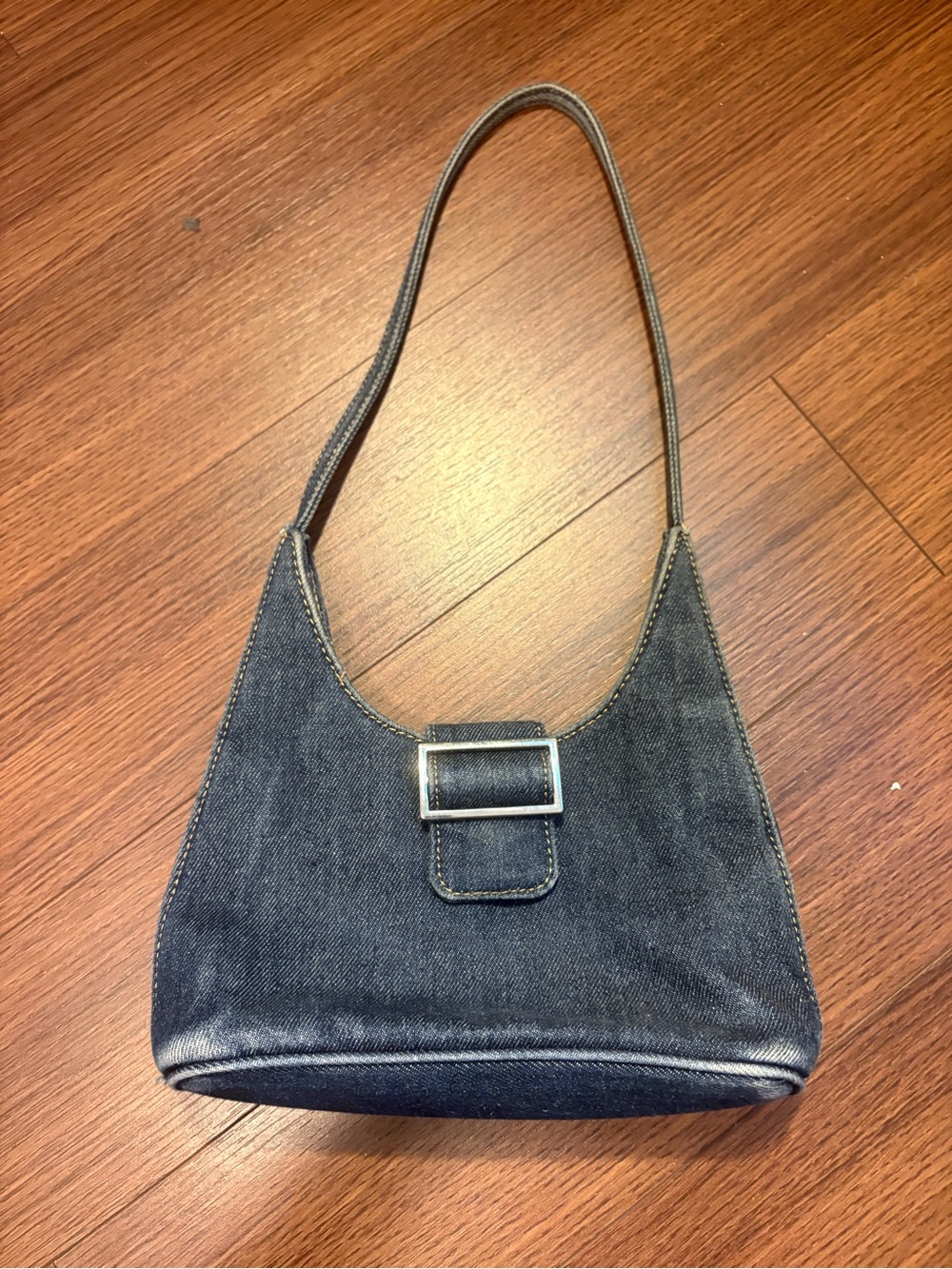 Urban Outfitters Dark Blue Denim Shoulder Bag with Buckle